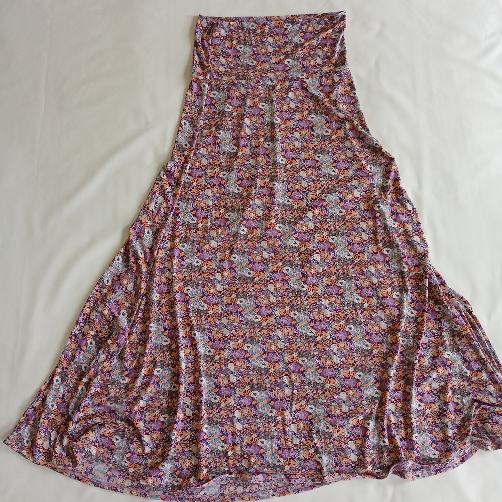 LuLaRoe Floral Skirt - Purple and Pink